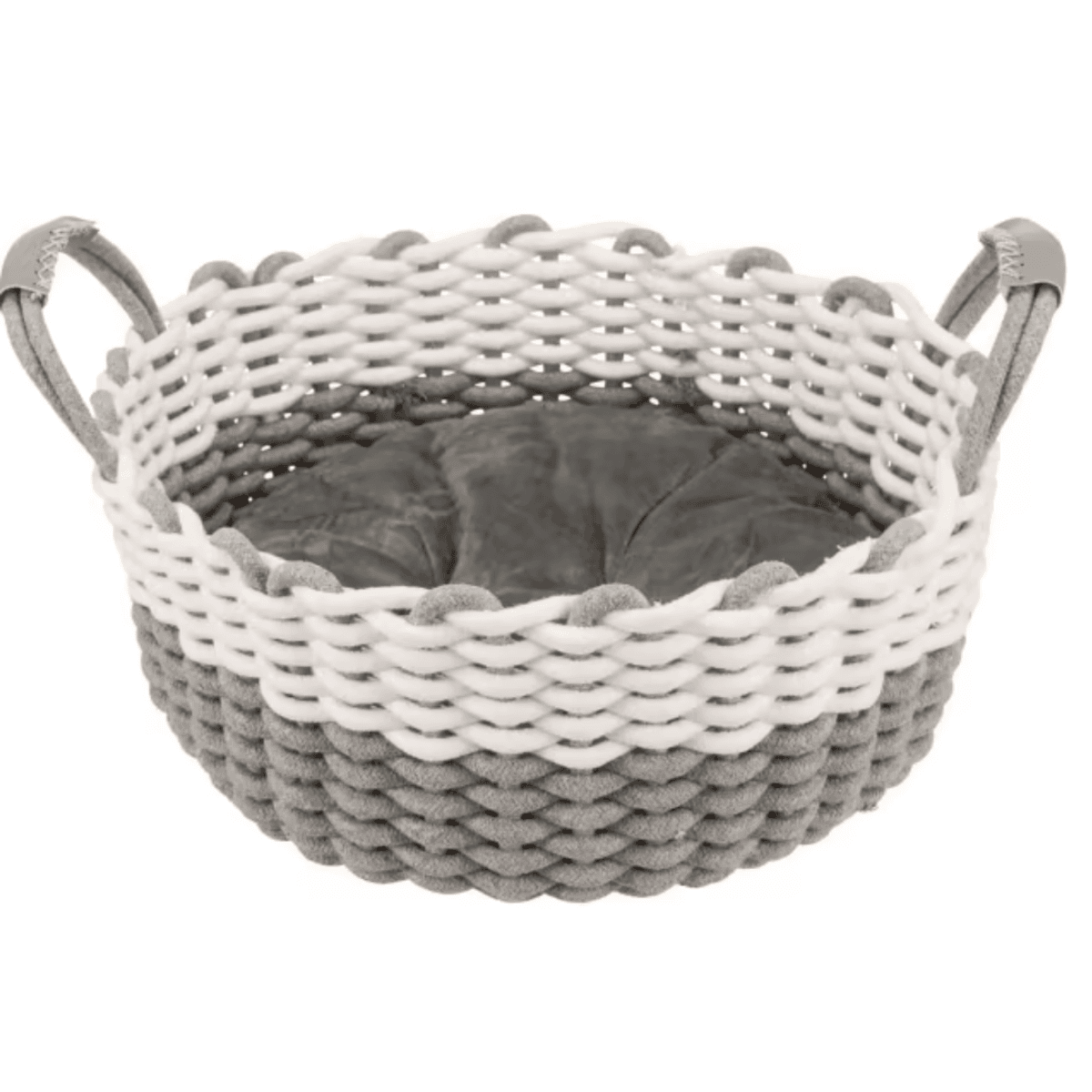 Hunde/Kattekurv  Nabou Grå/Hvit Vevd/Bomull M/Pute Ø45cm